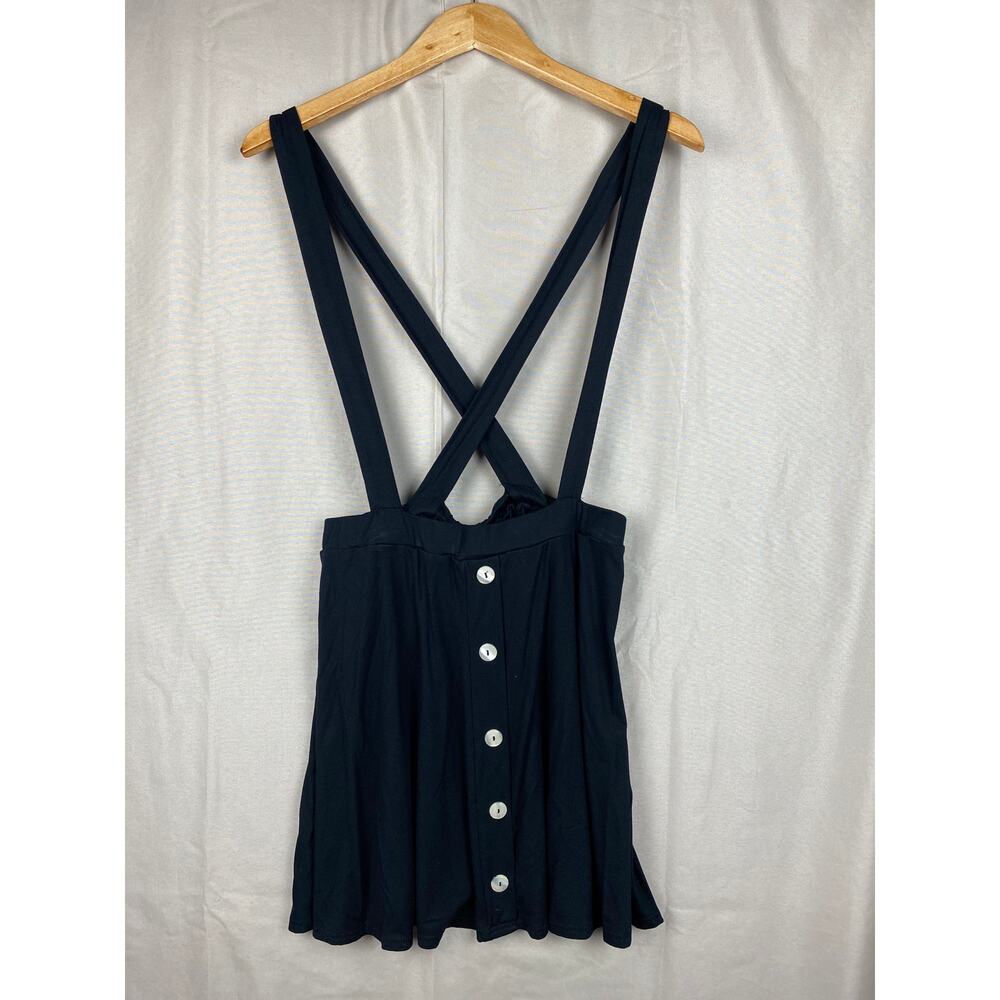 NWT Womens ASOS DESIGN button front mini pinafore skirt black sz US 6 Overalls